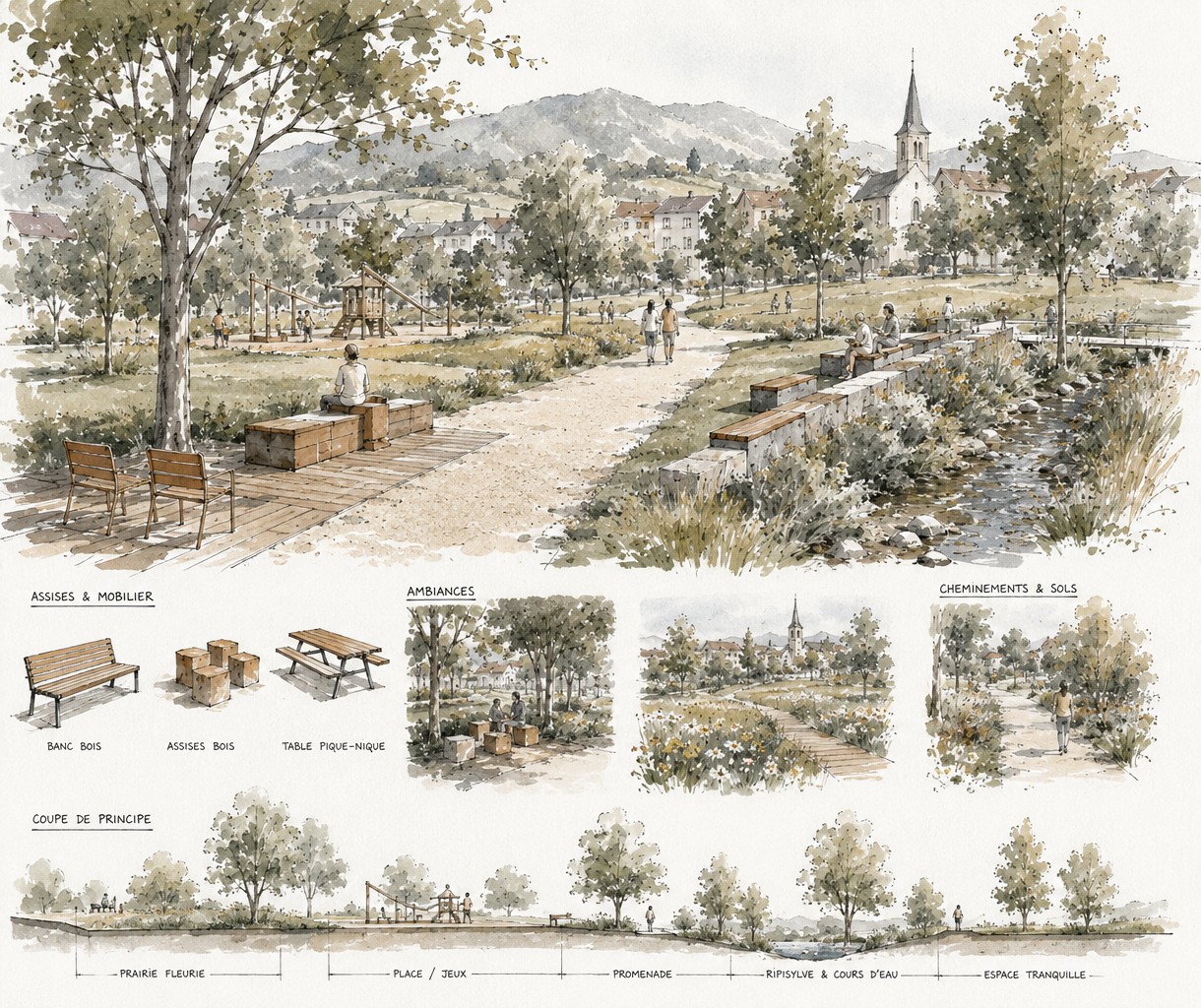 Aménagement du parc communal — vue du site, Vucherens